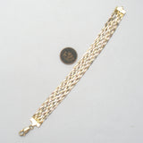 Italian Sterling Tri Gold Braided Bracelet 7" - The Jewelry Lady's Store