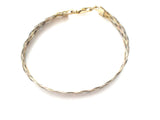 Italian Sterling Tri Gold Braided Bracelet 7" - The Jewelry Lady's Store