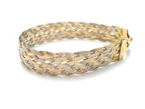 Italian Sterling Tri Gold Braided Bracelet 7" - The Jewelry Lady's Store