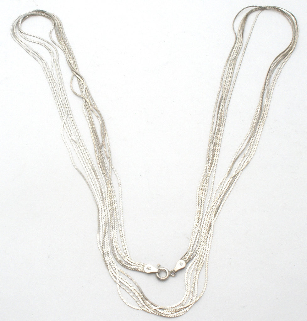 Italian Multi Chain Necklace Sterling Silver 31" Long - The Jewelry Lady's Store