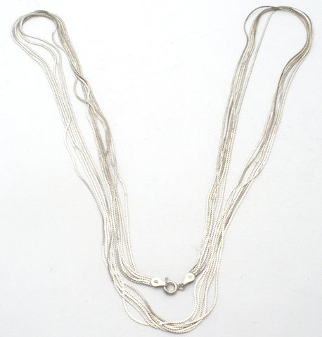 Italian Multi Chain Necklace Sterling Silver 31" Long