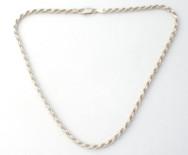 Italian Rope Chain Necklace Sterling Silver 20