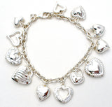 Sterling Silver Charm Bracelet with Hearts JCM - The Jewelry Lady's Store