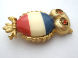 JJ Red White & Blue Owl Brooch Pin Vintage - The Jewelry Lady's Store