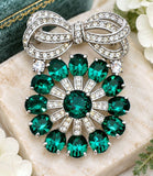 Eisenberg Ice Emerald Green Rhinestone Brooch Pin Vintage - The Jewelry Lady's Store
