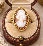 Vintage 14K Gold Shell Cameo Ring Size 4 - The Jewelry Lady's Store