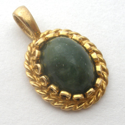 Jade Pendant 14K Yellow Gold For Necklace Vintage