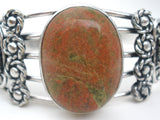 Jasper Cuff Bracelet Sterling Silver Heavy Vintage - The Jewelry Lady's Store