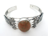 Jasper Cuff Bracelet Sterling Silver Heavy Vintage - The Jewelry Lady's Store