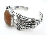 Jasper Cuff Bracelet Sterling Silver Heavy Vintage - The Jewelry Lady's Store