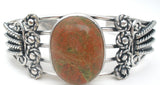 Jasper Cuff Bracelet Sterling Silver Heavy Vintage - The Jewelry Lady's Store