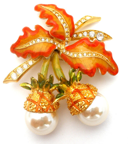 Joan Rivers Acorn / Pineapple Leaves Brooch Pin Vintage