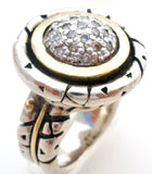 John Atencio Diamond Dome Ring 18K Gold & Sterling Size 6 - The Jewelry Lady's Store