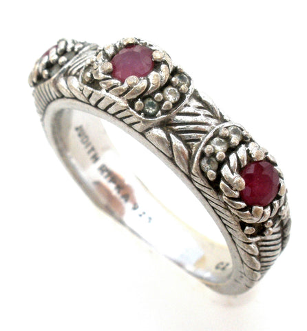 Judith Ripka Ruby Ring Sterling Silver Size 7