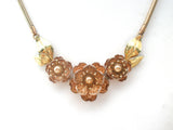 Krementz Yellow & Rose Gold Flower Necklace 16"