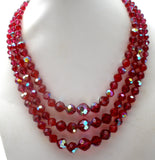 Laguna Red Glass Bead Necklace Set Vintage - The Jewelry Lady's Store