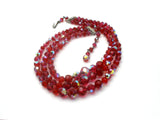Laguna Red Glass Bead Necklace Set Vintage - The Jewelry Lady's Store