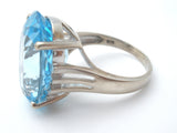 Large Oval Blue Topaz Sterling Silver Ring Size 8