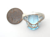 Large Oval Blue Topaz Sterling Silver Ring Size 8