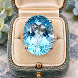 Large Oval Blue Topaz Sterling Silver Ring Size 8