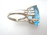 Large Oval Blue Topaz Sterling Silver Ring Size 8