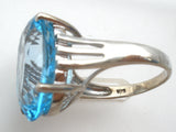 Large Oval Blue Topaz Sterling Silver Ring Size 8