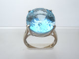 Large Oval Blue Topaz Sterling Silver Ring Size 8