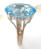 Large Oval Blue Topaz Sterling Silver Ring Size 8