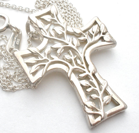 Lavaggi Mother of Pearl Cross Sterling Silver Necklace