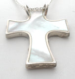 Lavaggi Mother of Pearl Cross Sterling Silver Necklace