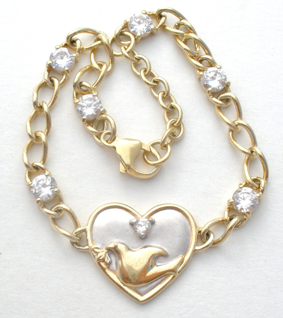 Lenox Sterling Silver Dove Bird Heart Bracelet - The Jewelry Lady's Store