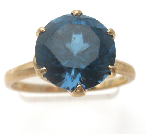 London Blue Topaz Ring 10K Gold Size 8