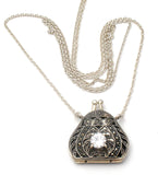 Marcasite & CZ Purse Pendant Necklace 925 - The Jewelry Lady's Store