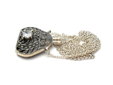 Marcasite & CZ Purse Pendant Necklace 925 - The Jewelry Lady's Store