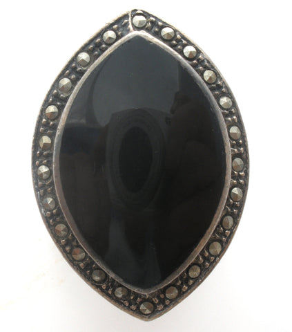 Marquis Black Onyx Ring Sterling Silver Size 7