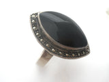 Marquis Black Onyx Ring Sterling Silver Size 7 - The Jewelry Lady's Store