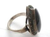 Marquis Black Onyx Ring Sterling Silver Size 7 - The Jewelry Lady's Store