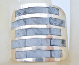 Mother of Pearl Abalone Shell Wide Band Ring Size 6