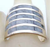 Mother of Pearl Abalone Shell Wide Band Ring Size 6