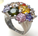Multi Color Quartz Ring Sterling Silver Size 8 - The Jewelry Lady's Store