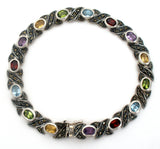 Multi Color Gemstone Hugs & Kisses 925 Bracelet - The Jewelry Lady's Store