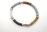 Multi Color Jade Bracelet Sterling Silver - The Jewelry Lady's Store