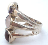 Multi Gemstone Ring Sterling Silver Size 8 - The Jewelry Lady's Store