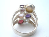 Multi Gemstone Ring Sterling Silver Size 8 - The Jewelry Lady's Store