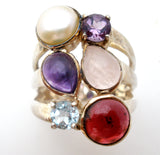 Multi Gemstone Ring Sterling Silver Size 8 - The Jewelry Lady's Store