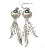 Native American Turquoise Shadowbox Earrings Sterling
