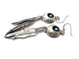Native American Turquoise Shadowbox Earrings Sterling