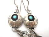 Native American Turquoise Shadowbox Earrings Sterling