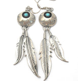 Native American Turquoise Shadowbox Earrings Sterling