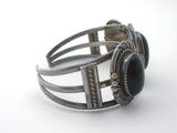 Navajo Black Onyx Cuff Bracelet Sterling Silver Vintage